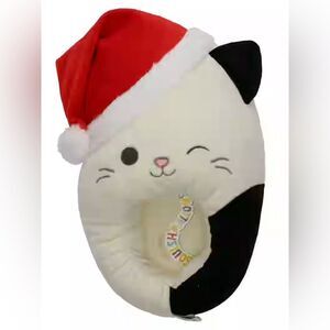 Squishmallow KellyToy Plush Slippers Cam the Cat Christmas santa hat woman 9-10
